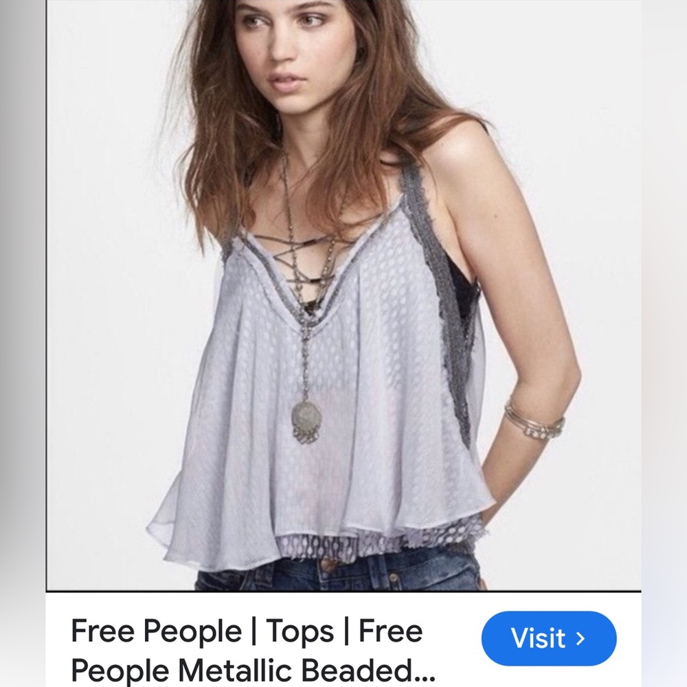 Free People Gray Camisole with Lace Accents